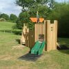 Front view of Playground Pirate Ship with green slide