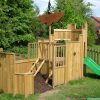Side view of Playground Pirate Ship with timber deck and slide