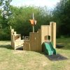 Wide view of Playground Pirate Ship with slide and ship deck