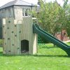 Front view of Playground Climbing Centre with timber climbing wall