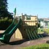 Wide view of Playground Climbing Centre with scramble net and slide