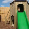 Front view of Playground Tower with green slide
