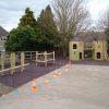 Wide view of Grendon double adventure play area with bonded rubber mulch