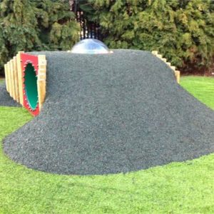Bonded rubber mulch playground safety surfacing