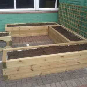 Timber playground planters for school nature and eco play
