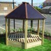 Hex Sandpit with Roof school fence view