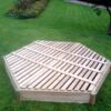 Jumbo hex sandpit close view with slatted cover