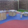 Triple Water Tray and Chute installed water play line by AllOutPlay