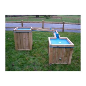 Double Water Tray and Chute outdoor water play product by AllOutPlay