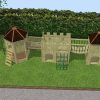 3D plan visual for Hampton adventure play towers and bridge layout