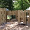 Merlewood timber towers with slide and bridge play