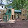 Merlewood multi adventure play area with timber towers and tube tunnel
