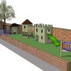 3D plan showing Oakdale timber castle and slide