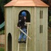 Garden play tower with fire pole and ladder