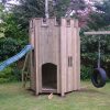 Garden play turret with slide and swing attachment