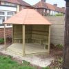 Small timber playground retreat shelter