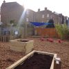 Belleville School planters and seating view