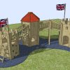 3D gatehouse layout of the Downes Combo multi adventure play structure