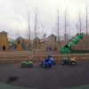 West Lodge timber turret and climbing ramp on landscaped play mound