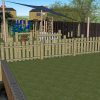 3D proposal view of The Oval Primary School rainbow fencing and sensory play area