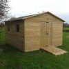 Bespoke timber storage shed side view