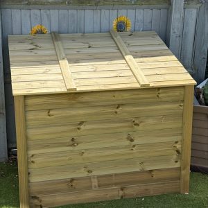 Large timber playground storage box with lid