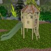 3D proposal view of Pembridge Square Garden tower slide swings and spinner
