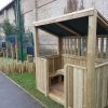Timber scooter storage angled view