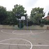 Metal multi goals with hoop and court markings