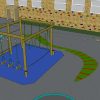 3D proposal view of Croft play frame and wet-pour surfacing