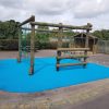 Croft play frame with stage benches and playground markings