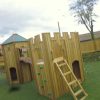 HPB Lucker Hall timber play tower detail with ladder and climbing panel