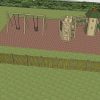 3D proposal layout for Walford Village Hall playground with swings and tower structure