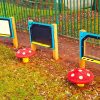 Halley Nursery creative panels and mushroom seats view