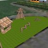 3D proposal view showing Kings Stanley crooked hut and timber balance features