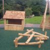 Kings Stanley crooked hut angle posts and timber scramble play features