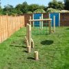 Berkhamstead activity trail overview with timber balance and climbing equipment
