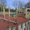 Brockley Play Area timber tower, open slide, springer and rope play