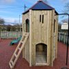 Brockley Play Area timber tower with ladder, bridge and open slide