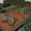 Brockley Play Area 3D fenced play area plan with adventure play and swing frame