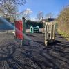 Low climbing wall and activity trail layout at Brockworth school play space
