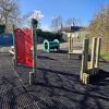 Stepping posts with low climbing wall and tunnel on Brockworth activity trail