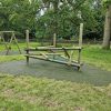 Timber climbing and balance frame on Eastnor Woodshed activity trail