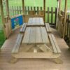 Timber picnic table seating for playgrounds