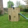 Playground Turret timber adventure play unit with slide on grass
