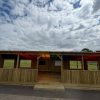 Front view of Rainbow Roof Outdoor Classroom