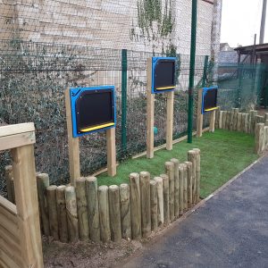 Shrubberies role-play panels and log stockade