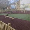 St Marys Quiet Area complete fenced quiet playground with rubber mulch, artificial grass and timber features