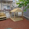 Stroud Valley EY sandpit with timber roof on bonded rubber mulch