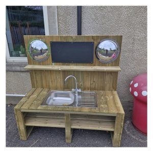 Timber mud kitchen for outdoor role play